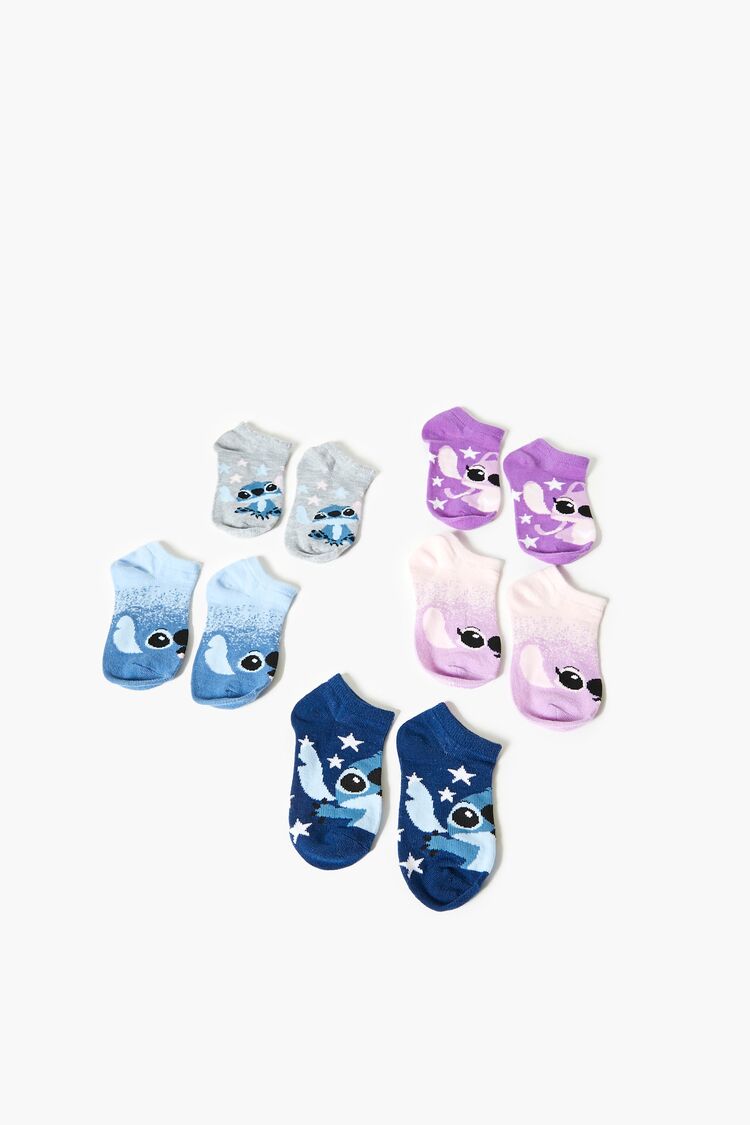 Forever 21 Girls Stitch & Angel Ankle Socks Pink/Blue