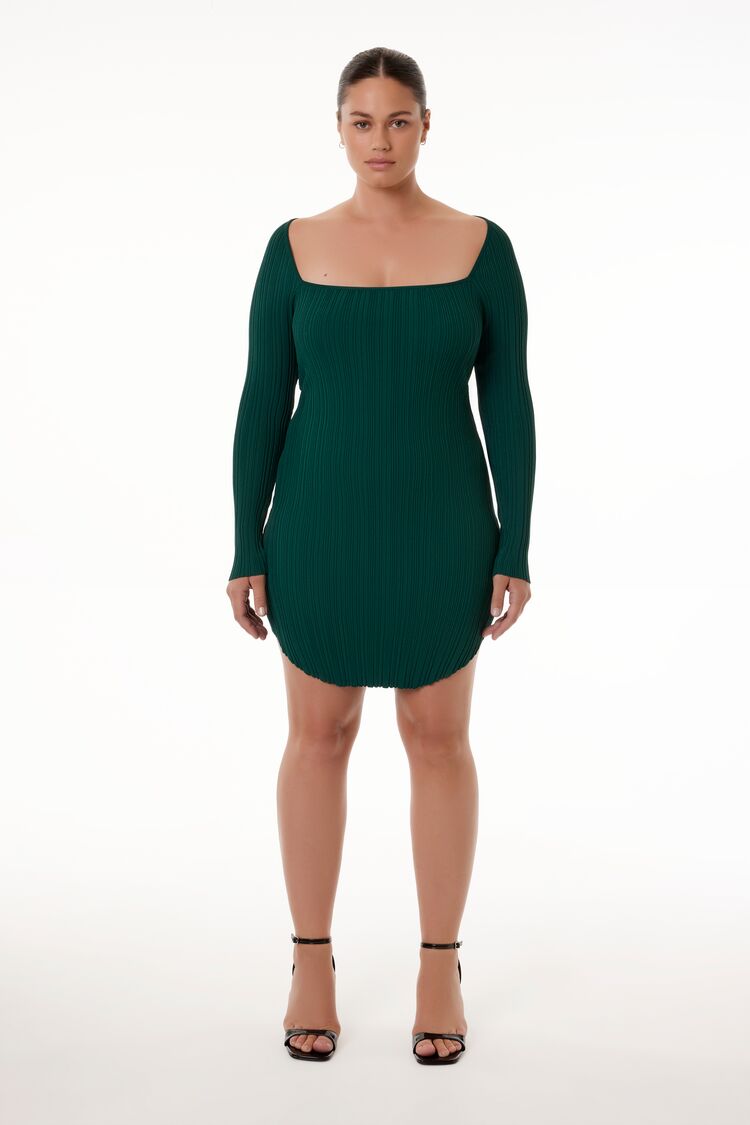 Forever 21 Knit Plus Women's Barneys New York Sweater Winter Dress Emerald