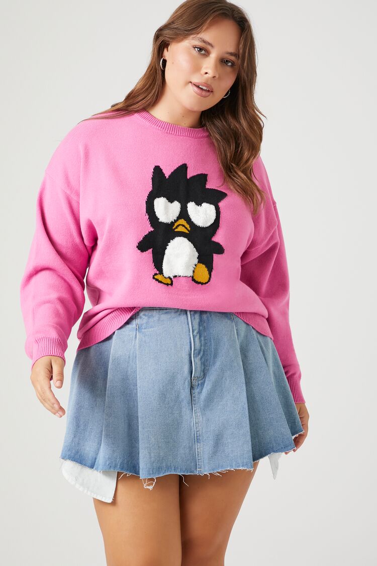 Forever 21 Knit Plus Women's Badtz-Maru Sweater Pink/Multi