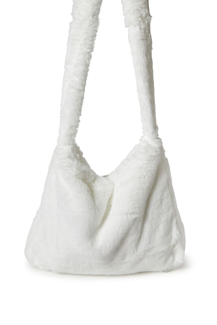 Forever 21 Women's Faux Fur Crossbody Bag White