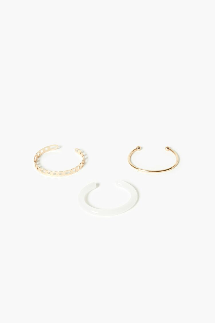Forever 21 Women's Chain Cuff Bracelet Set Gold/Clear