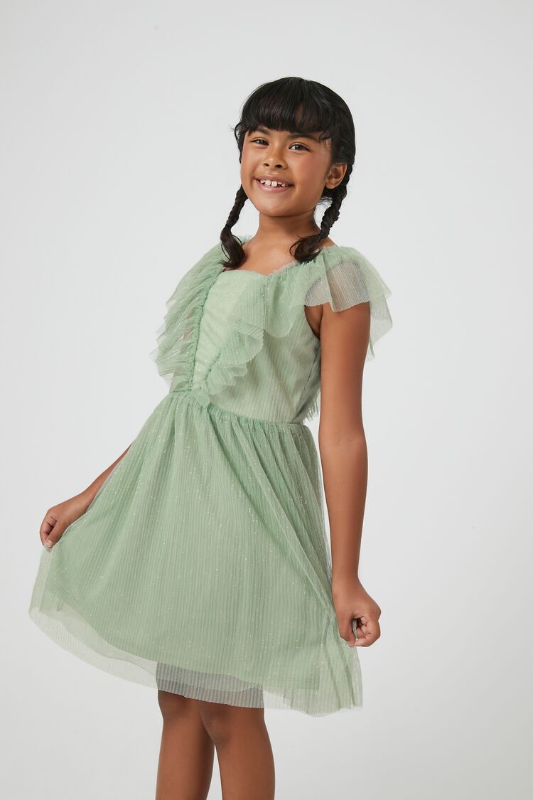 Forever 21 Girls Butterfly-Sleeve Dress (Kids) Mint