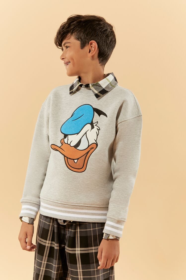 Forever 21 Kids Disney Donald Duck Pullover (Girls + Boys) Grey/Multi