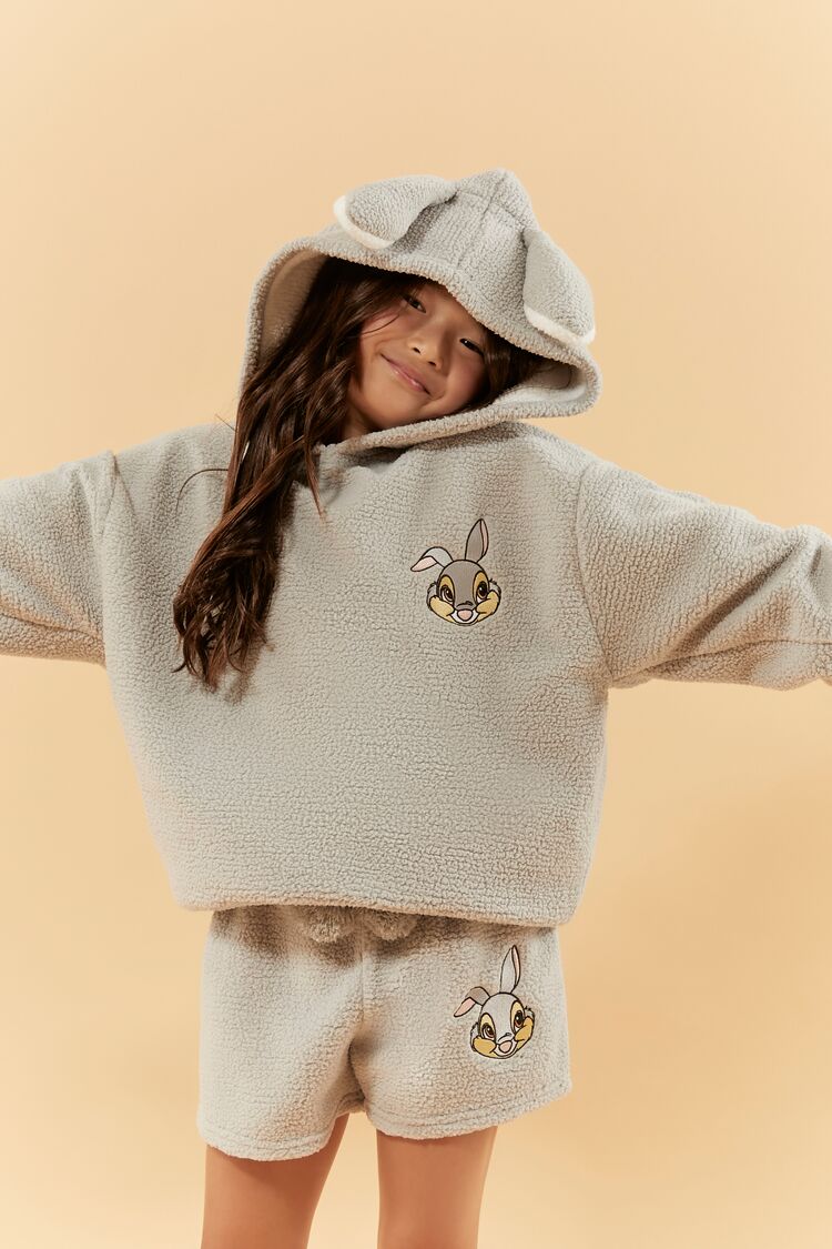 Forever 21 Girls Disney Thumper Hoodie Sweatshirt (Kids) Grey/Multi