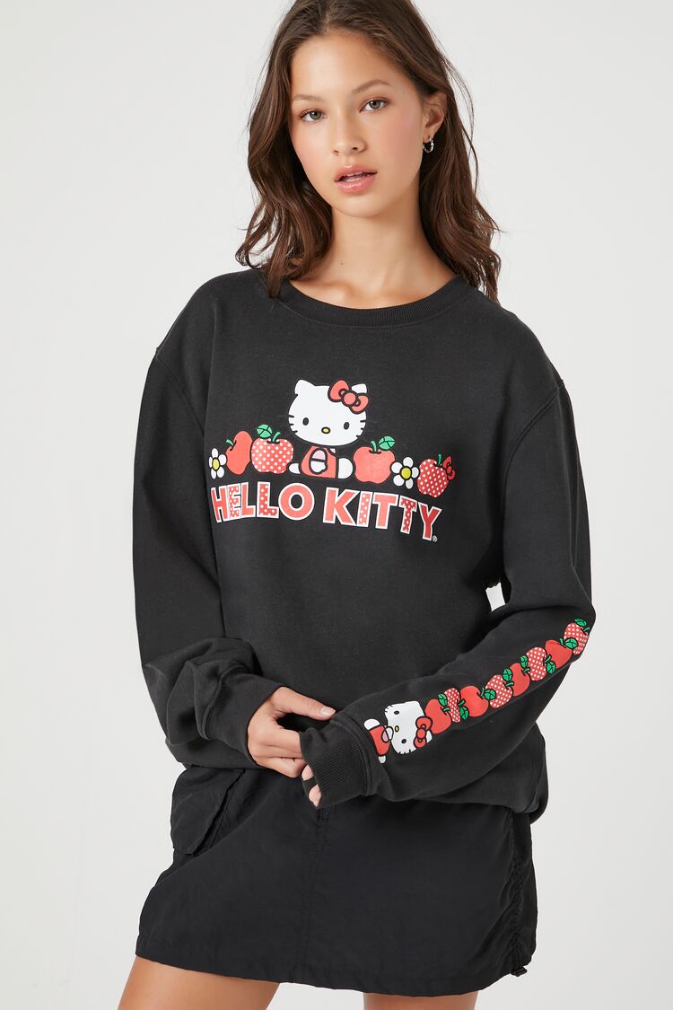 Forever 21 Women's Hello Kitty Apple Graphic Pullover Black/Multi