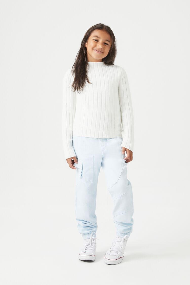 Forever 21 Girls Twill Cargo Joggers (Kids) Blue