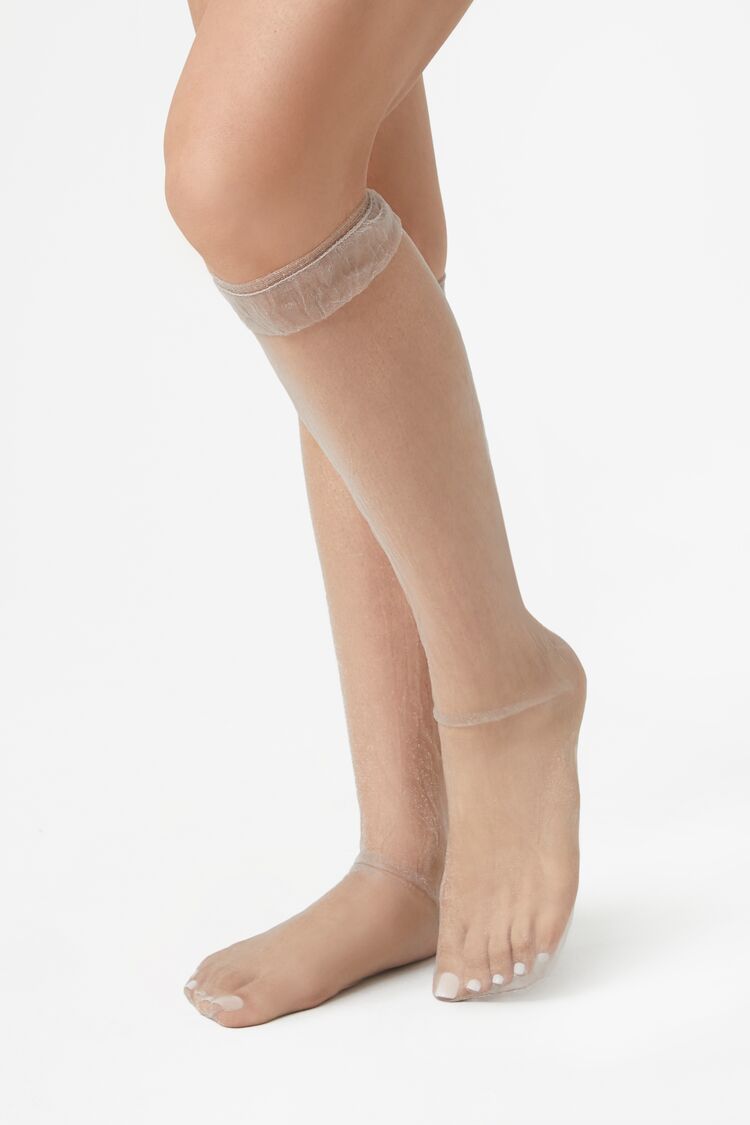 Forever 21 Women's Sheer Knee-High Socks Taupe