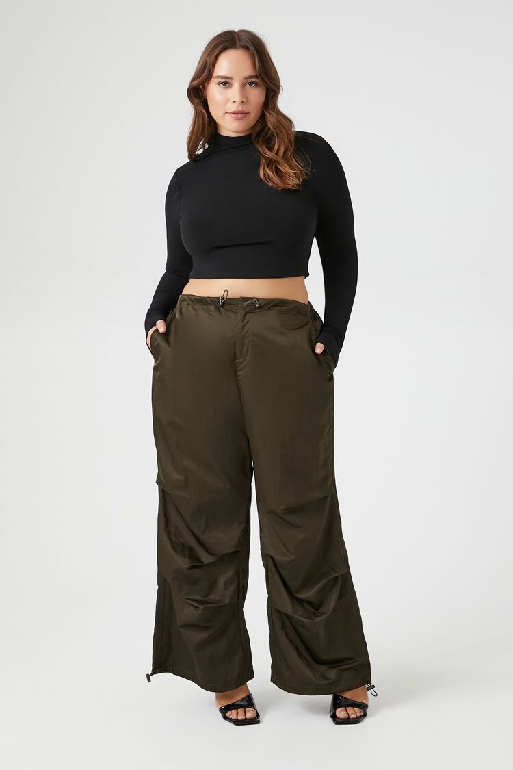 Forever 21 Plus Women's Toggle Cargo Pants Dark Olive