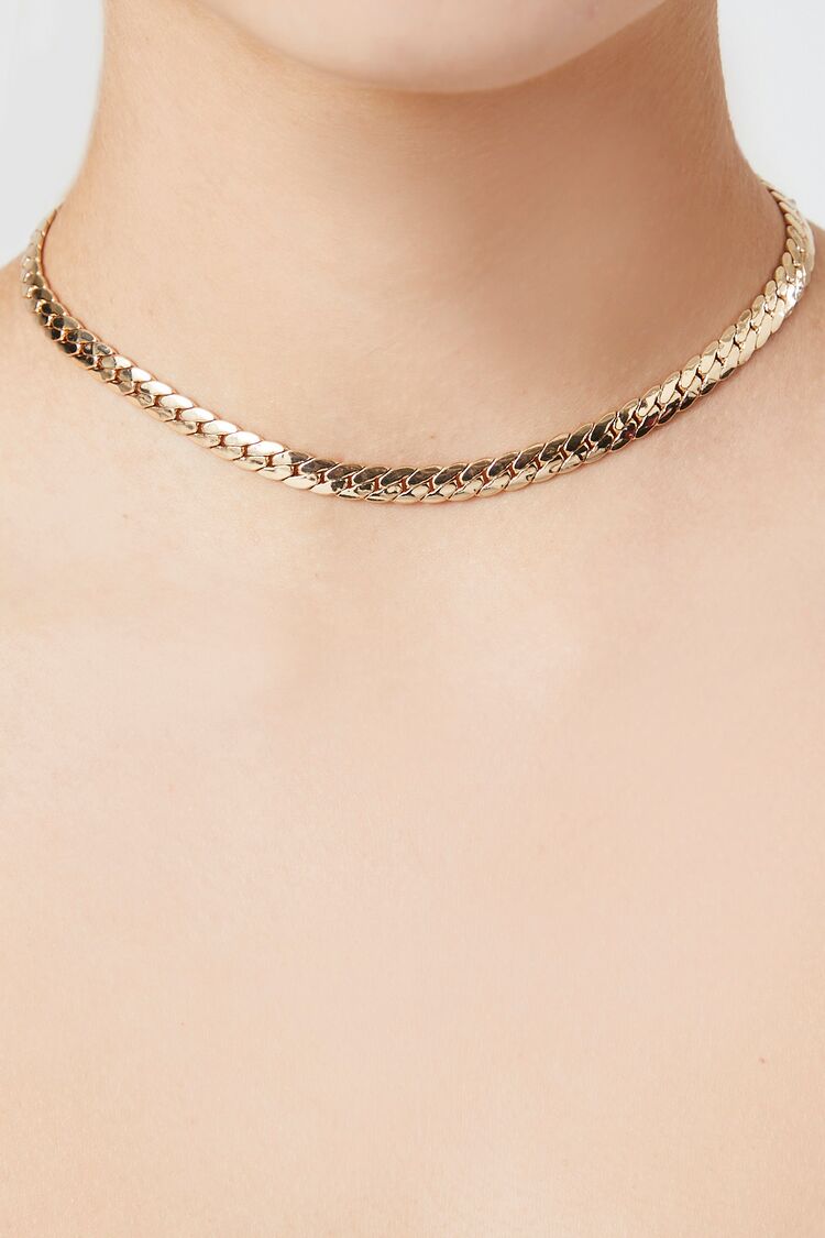 Forever 21 Women's Herringbone Chain Necklace Gold