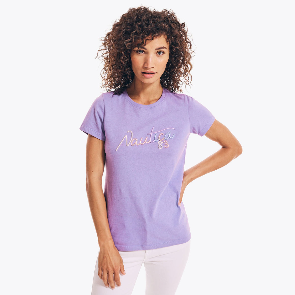 Nautica Women's Embroidered Nautica 83 Graphic T-Shirt Ocean Violet