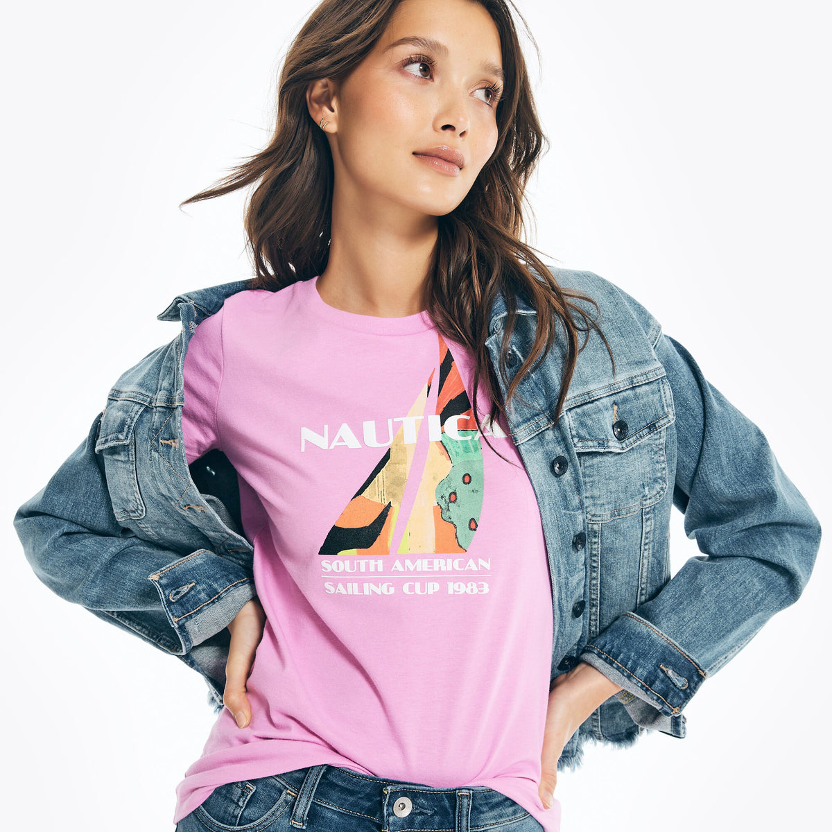 Nautica Women's J-Class Logo Graphic T-Shirt Electric Purple