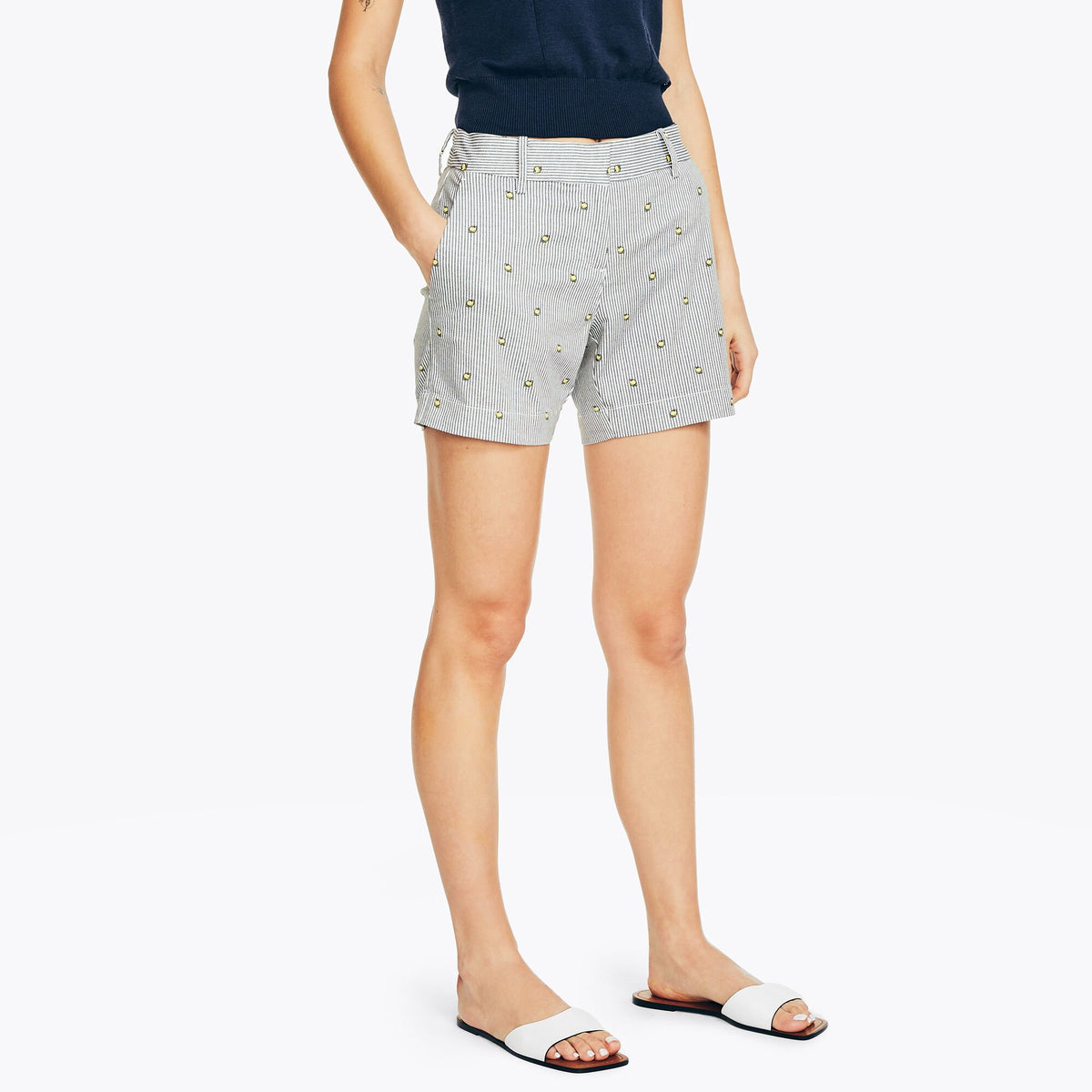 Nautica Women's 6" Stretch-Twill Printed Short Bright White
