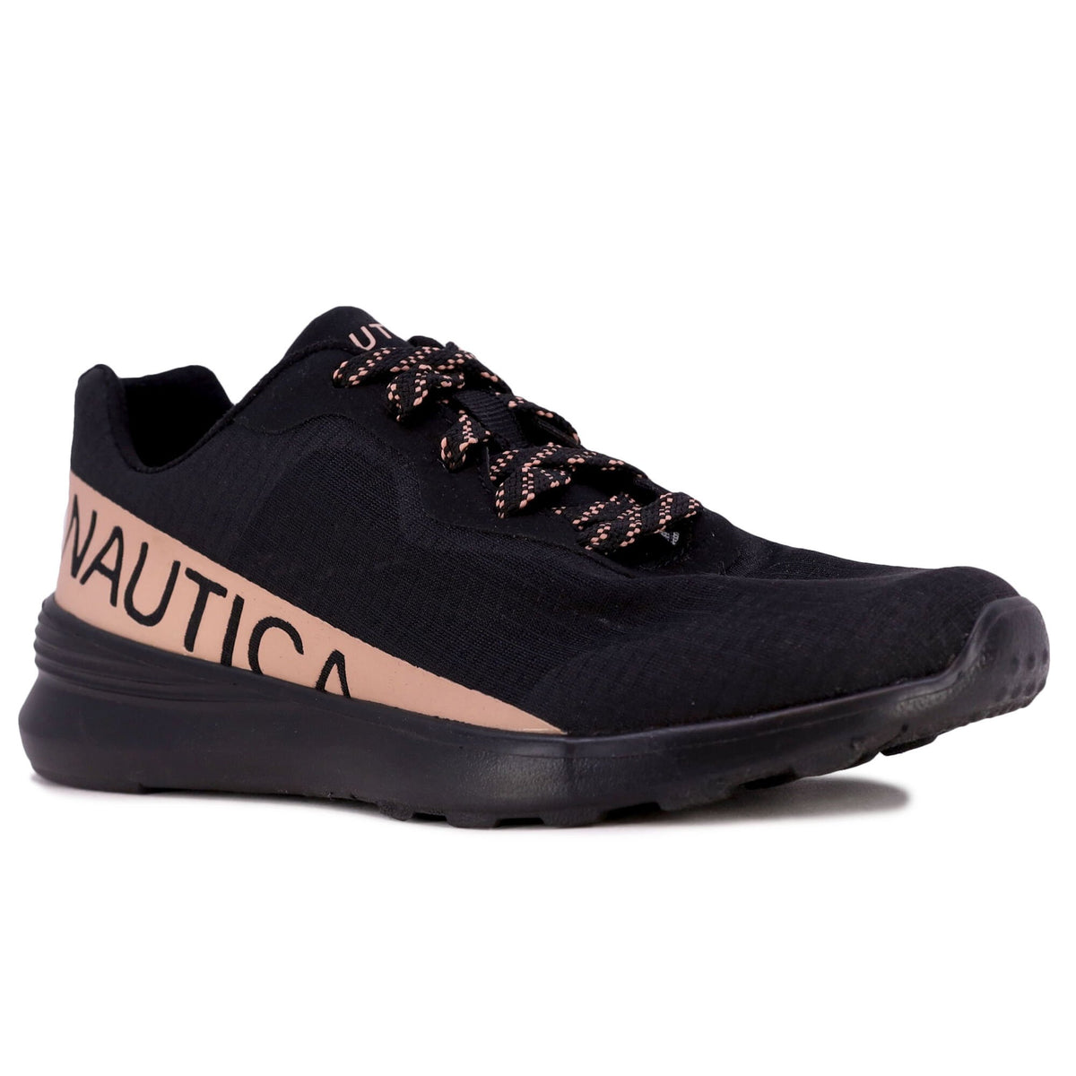 Nautica Women's Logo-Strap Knit Sneaker Black