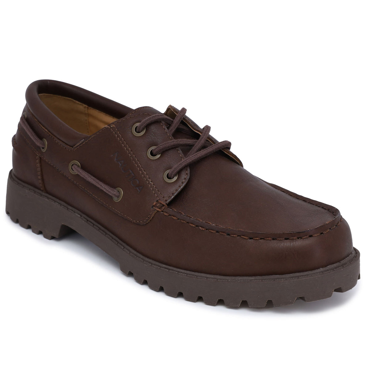 Nautica Men's Lace-Up Boat Shoe Brown Stone