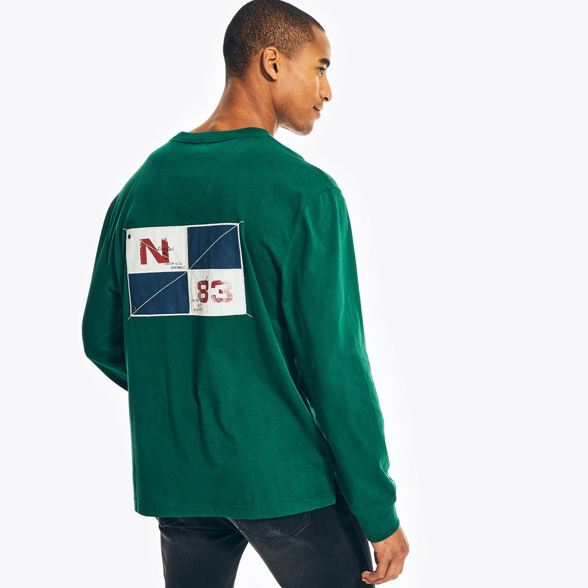Nautica Men's Reissue Long-Sleeve Graphic T-Shirt Cosmic Fern