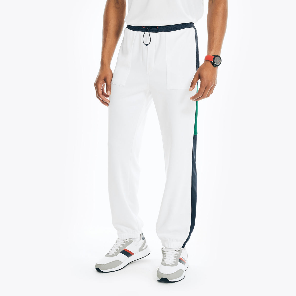 Nautica Men's Competition Sustainably Crafted Colorblock Jogger Bright White