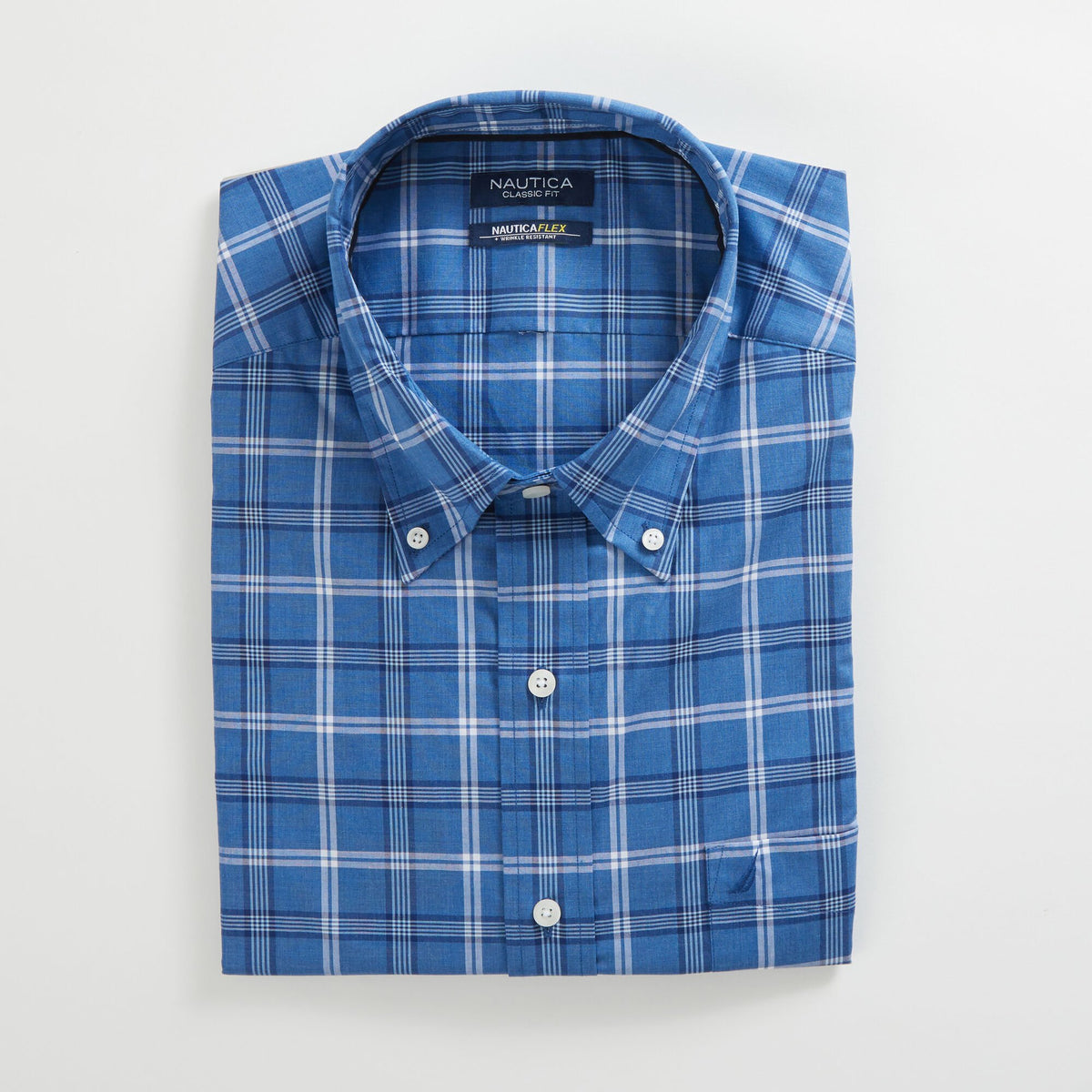 Nautica Men's Big & Tall Classic Fit Wrinkle-Resistant Plaid Shirt Star Sapphire