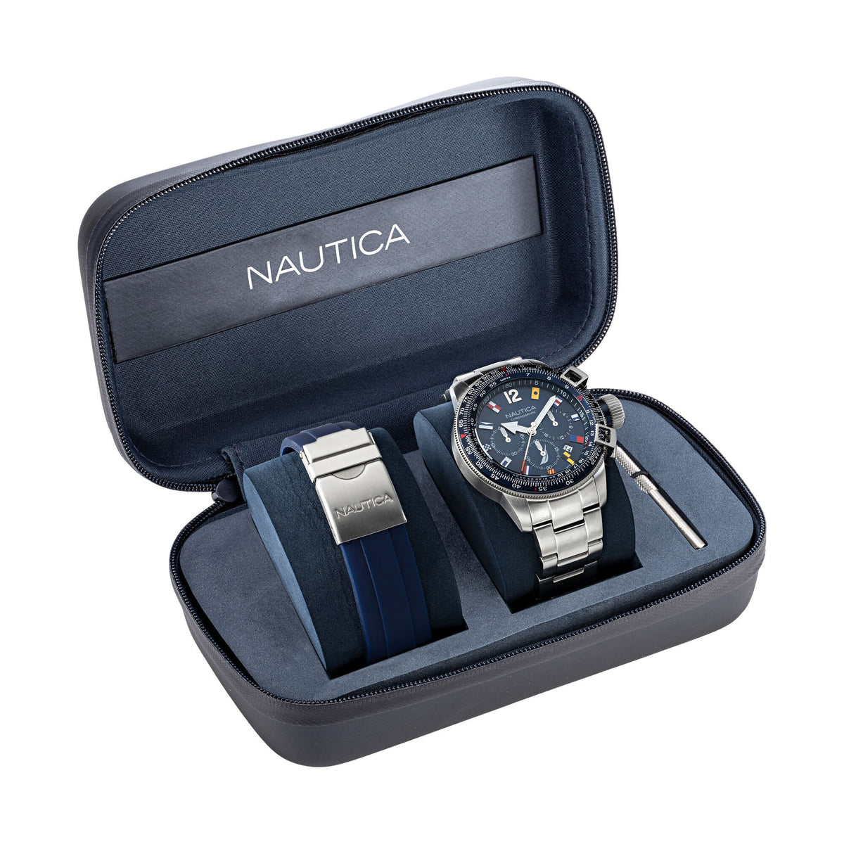 Nautica Men's Bfc Stainless Steel And Silicone Watch Box Set Multi