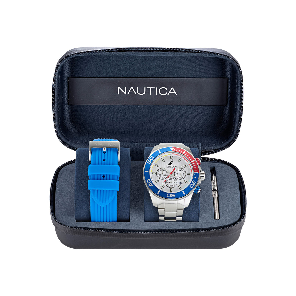 Nautica Men's Nautica One Stainless Steel And Silicone Watch Box Set Multi