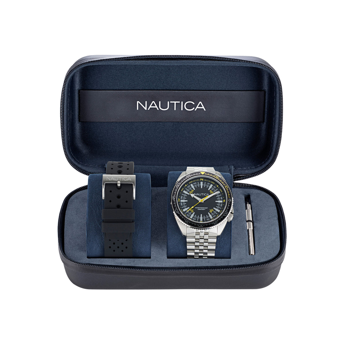 Nautica Men's Nautica Vintage Stainless Steel And Silicone Watch Box Set Multi