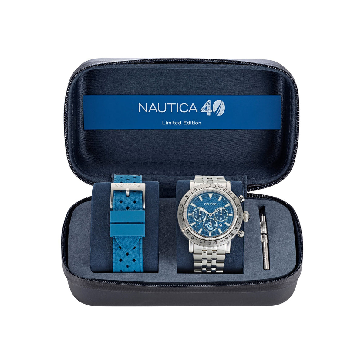 Nautica Men's Spettacolare 40Th Anniversary Stainless Steel And Silicone Watch Box Set Multi