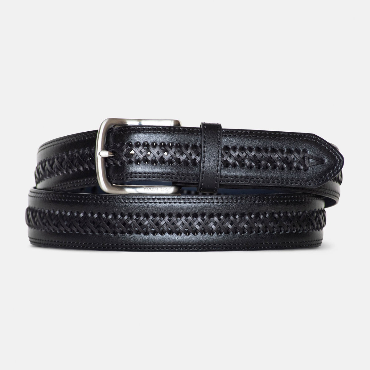 Nautica Men's Lace-Trimmed Belt True Black
