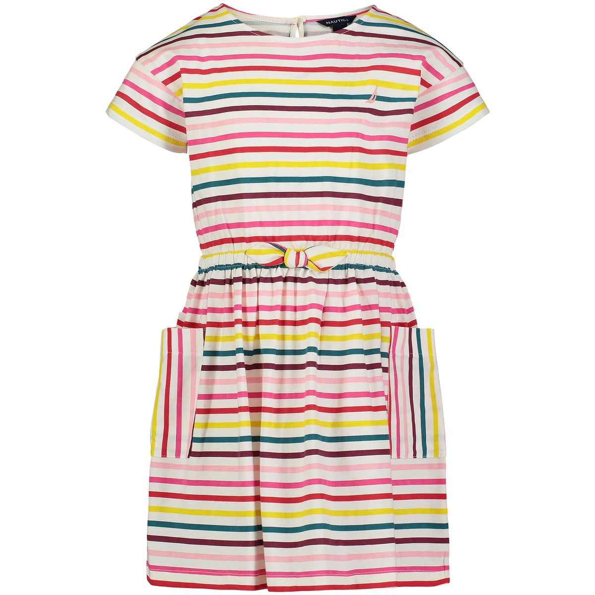 Nautica Little Girls' Striped Dress (4-6X) Egret