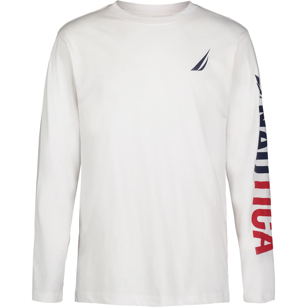 Nautica Boys’ Logo Long-Sleeve T-Shirt Antique White Wash