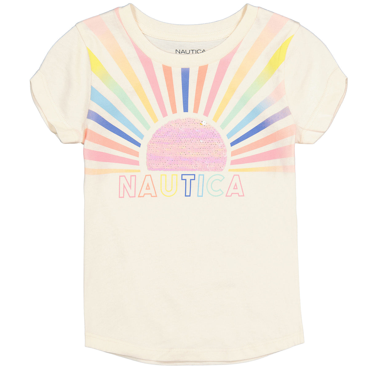 Nautica Little Girls' Ombre Sun T-Shirt (4-6X) White Cap