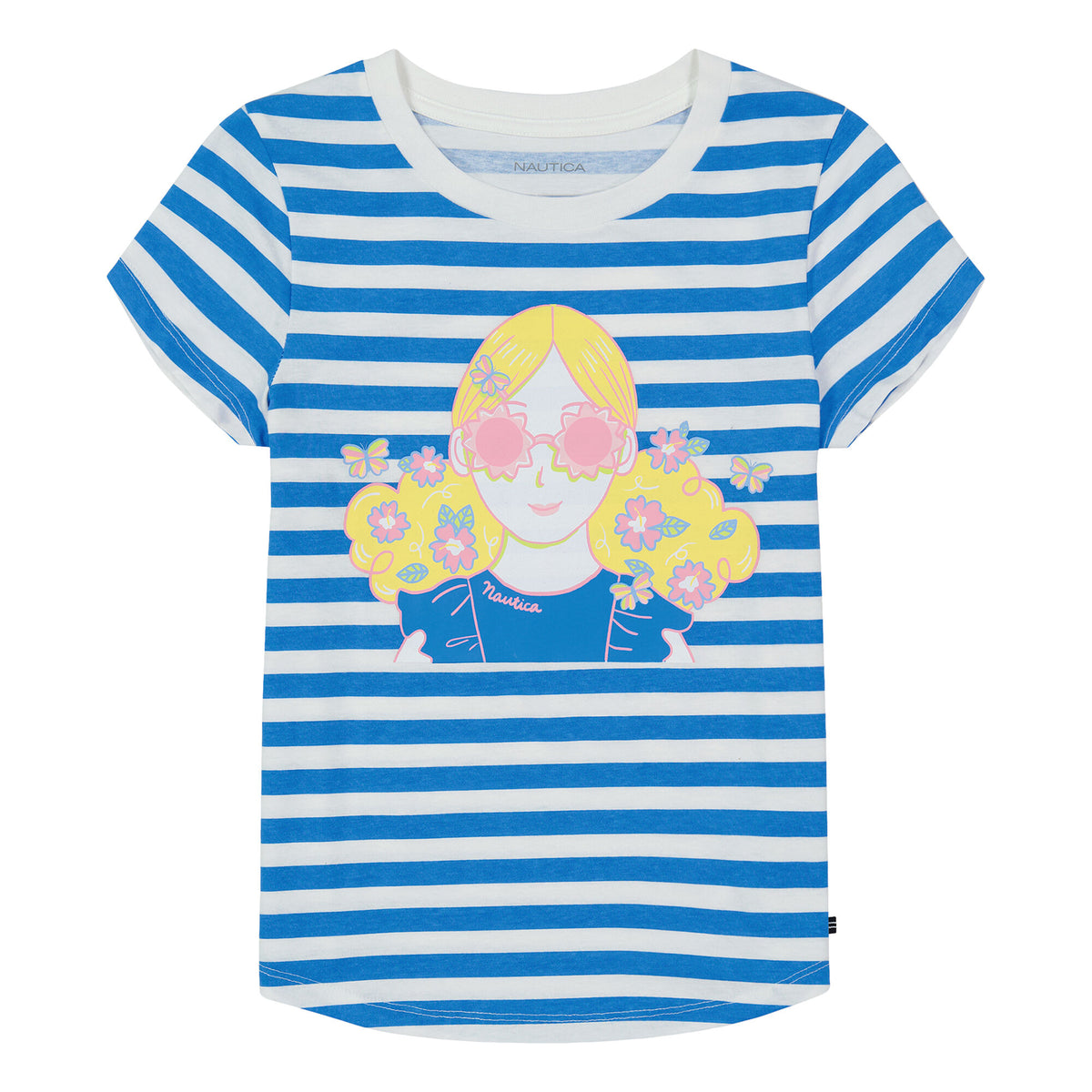 Nautica Little Girls' Striped T-Shirt (4-6X) Surf Water Wash