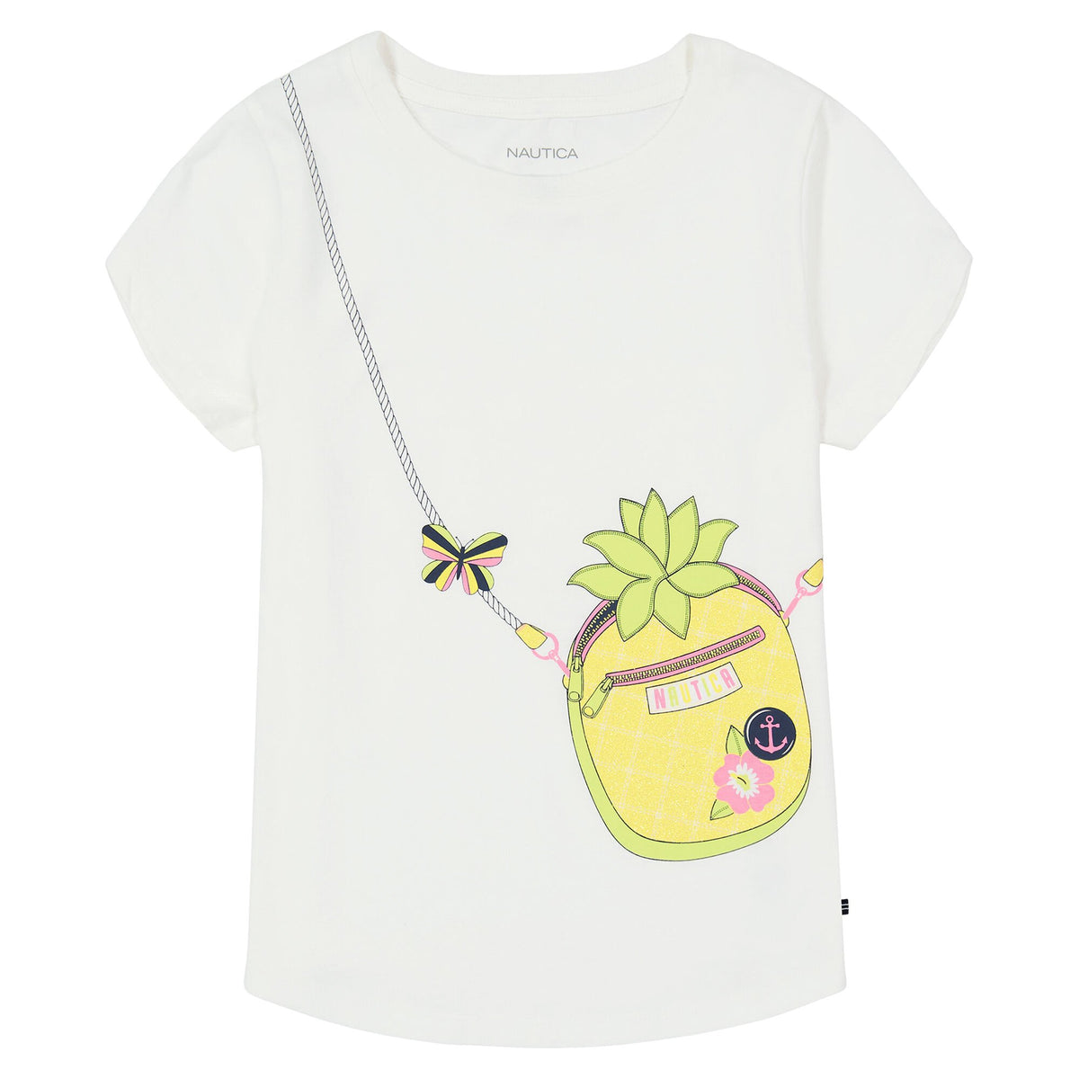 Nautica Little Girls' Pineapple Handbag T-Shirt (4-6X) Antique White Wash