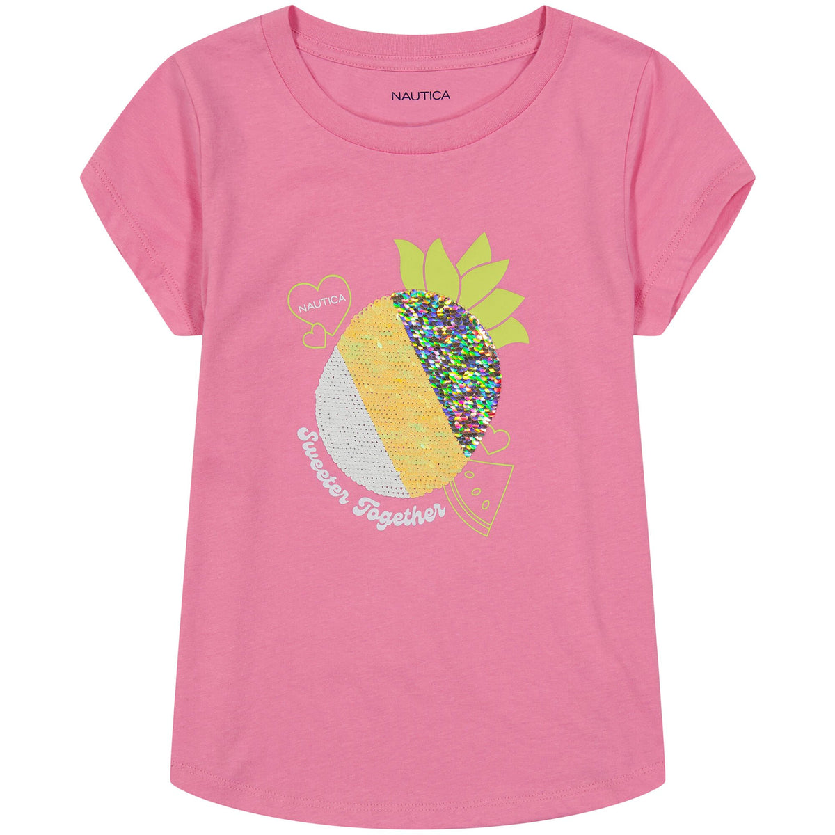Nautica Girls' Sequin Pineapple T-Shirt (7-16) Faded Orange