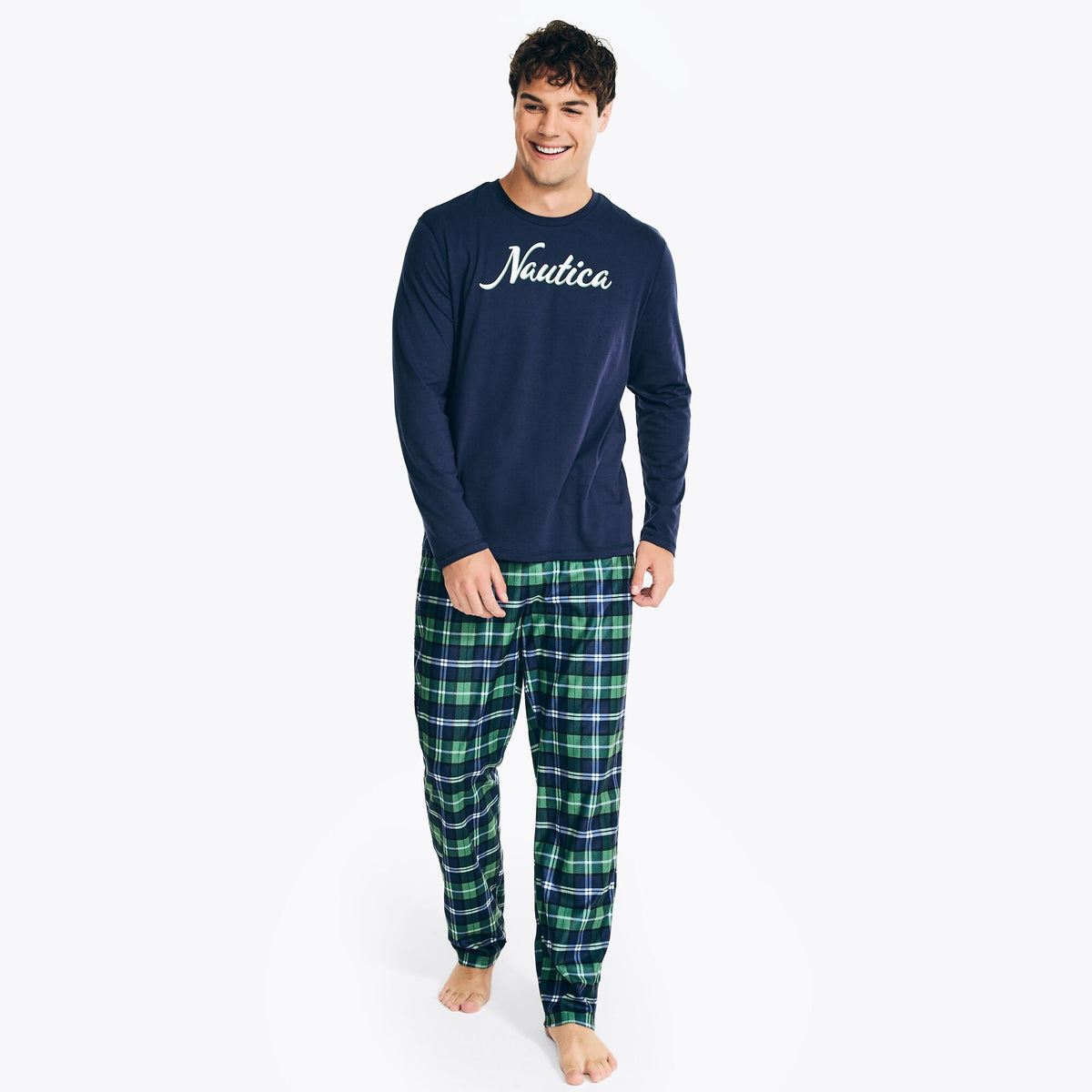 Nautica Men's Men's Family Plaid Pajama Pant Set Green Apple