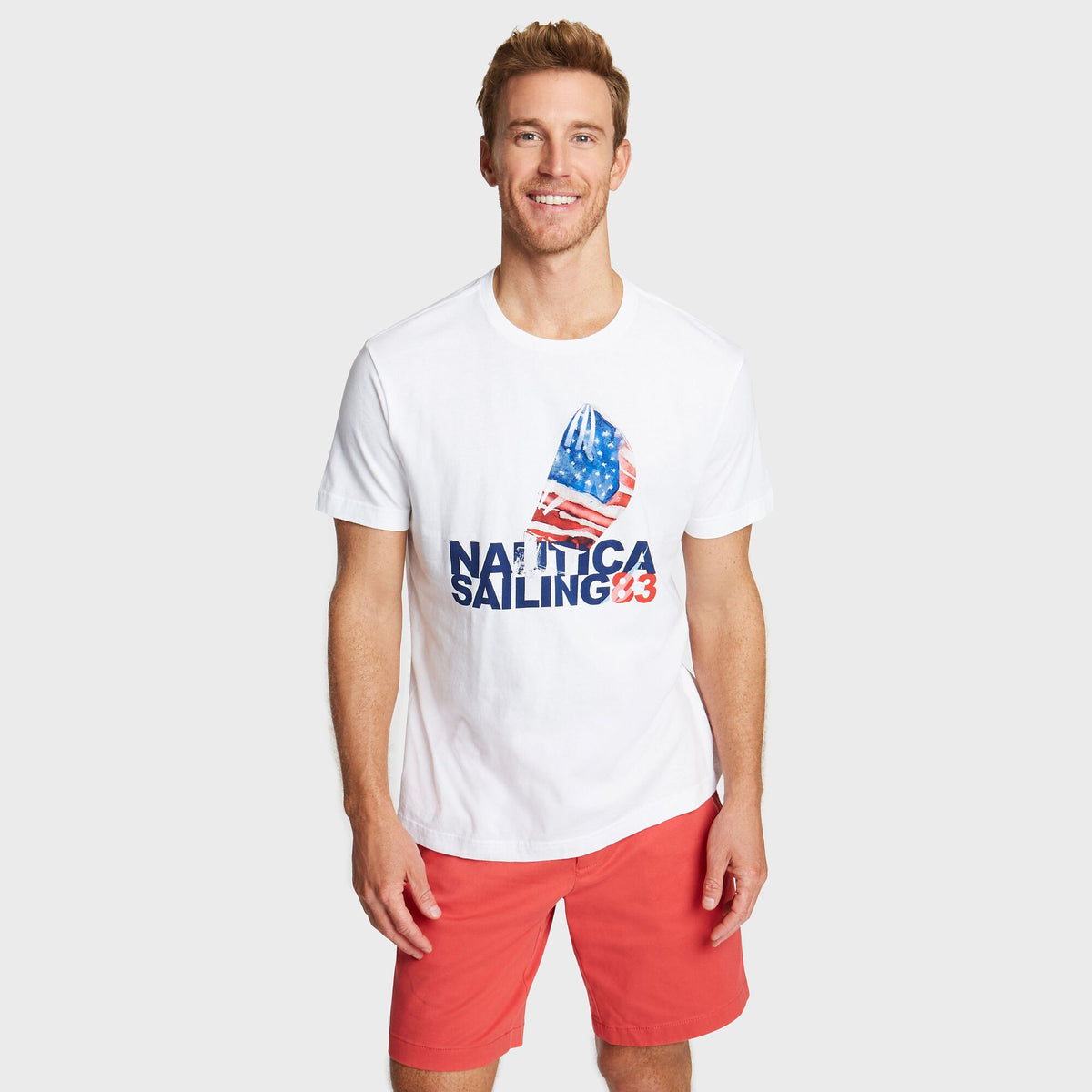 Nautica Men's Big & Tall Maritime Sail Graphic T-Shirt Bright White