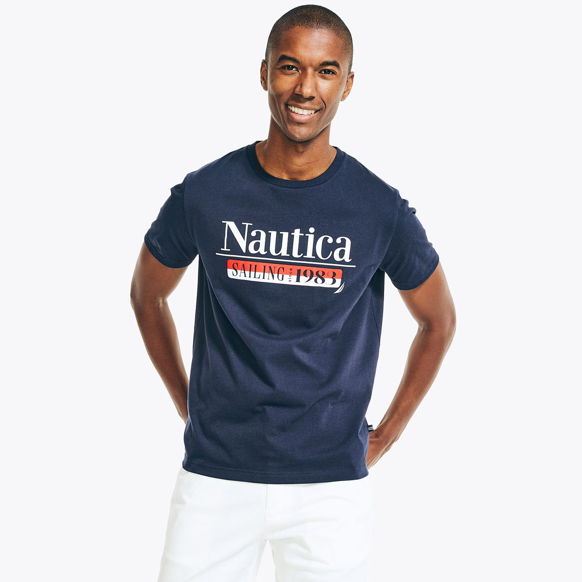 Nautica Men's Big & Tall Sustainably Crafted Sailing Graphic T-Shirt Navy