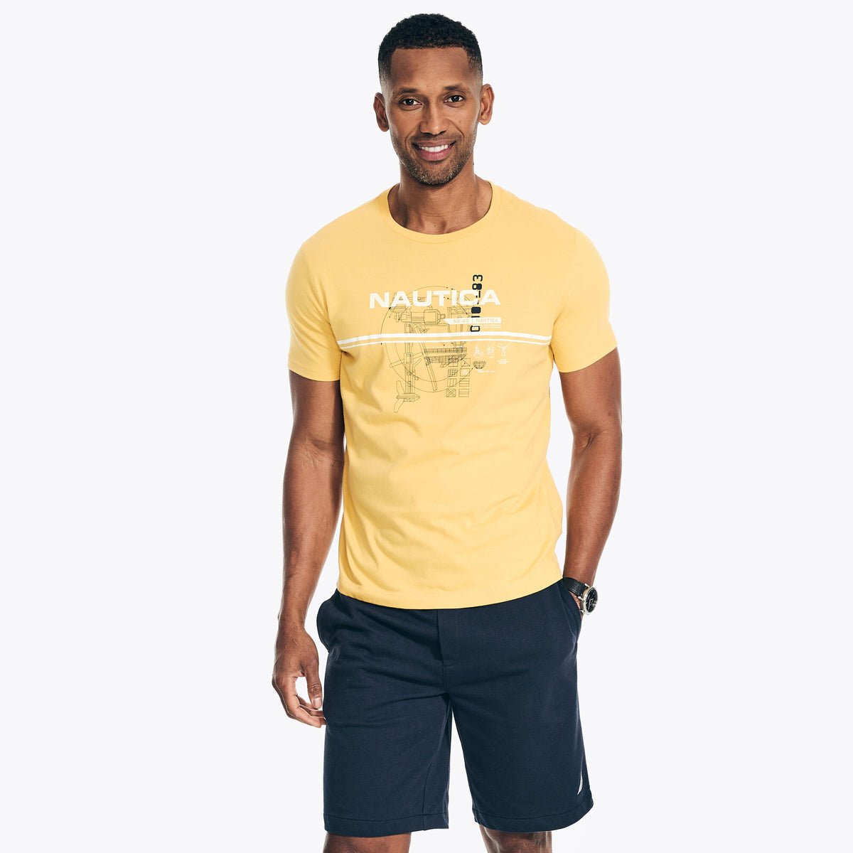 Nautica Men's Big & Tall Sustainably Crafted Ns-83 Graphic T-Shirt Buoy Yellow