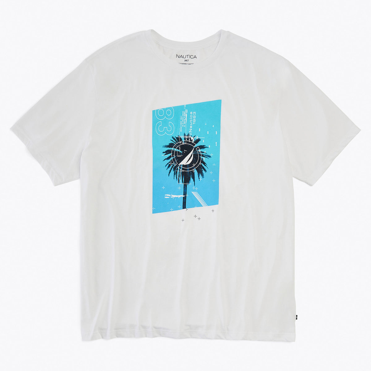 Nautica Men's Big & Tall Sustainably Crafted Palm Tree Graphic T-Shirt Bright White