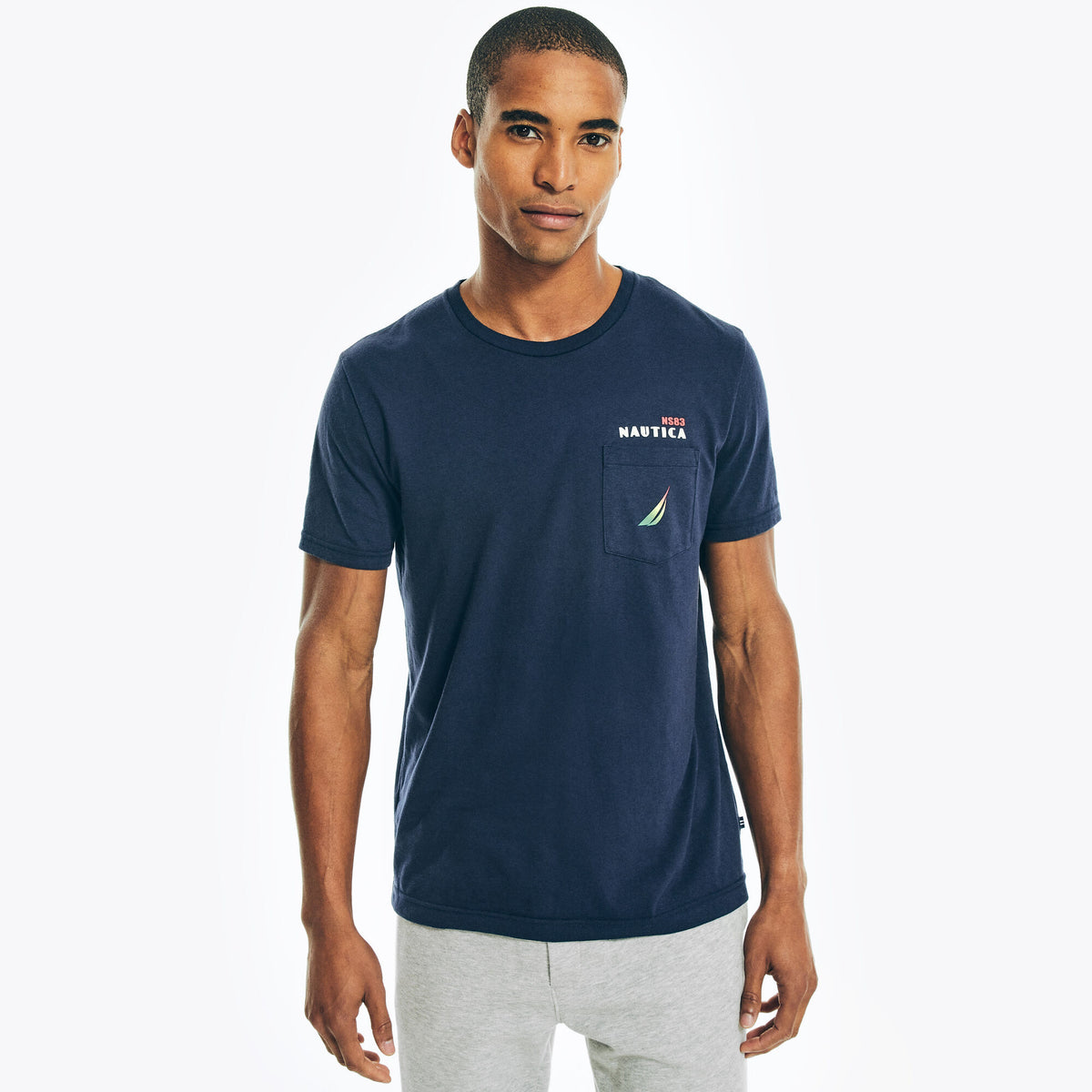 Nautica Men's Sustainably Crafted Big & Tall Logo Pocket T-Shirt Stellar Blue Heather