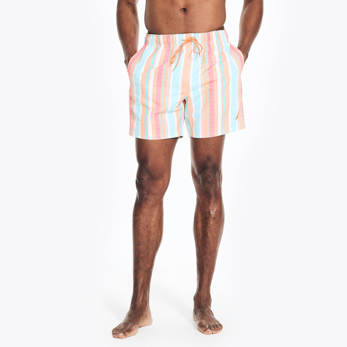 Nautica Men's Sustainably Crafted 6" Vertical Stripe Quick-Dry Swim Orchid Pink