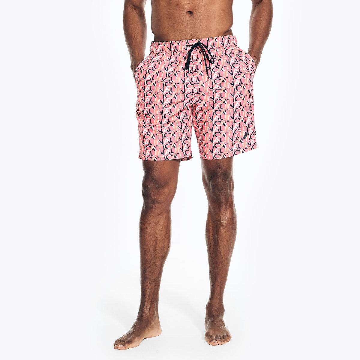 Nautica Men's Sustainably Crafted 8" Logo Quick-Dry Swim Teaberry