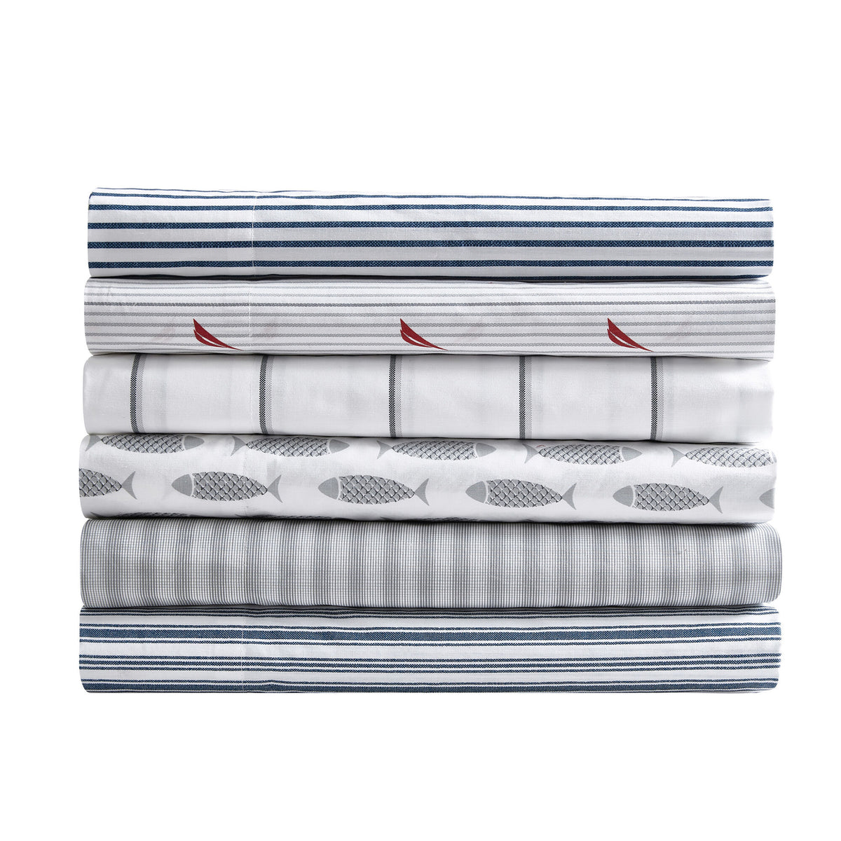Nautica Audley Striped Red Twin Sheet Set Tango Red