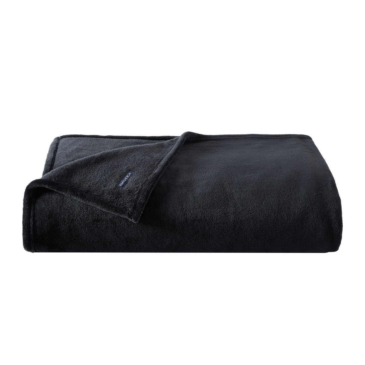 Nautica Solid  Ultra Plush Soft Twin Blanket Black Black