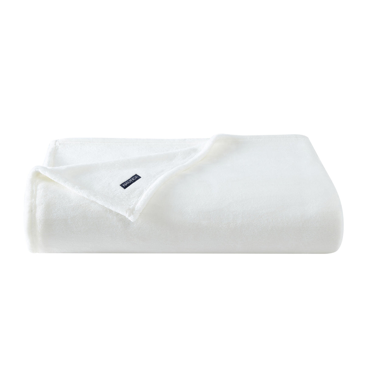 Nautica Solid White Ultra Plush Soft Twin Blanket Antique White Wash