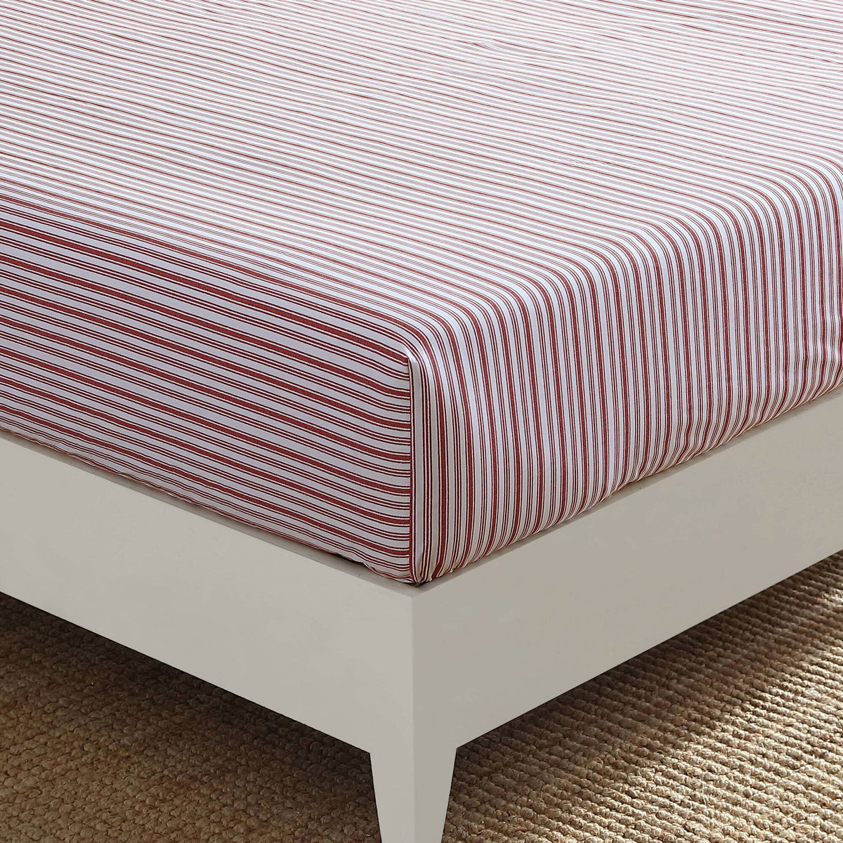Nautica Coleridge Striped Red Twin Fitted Sheet Pale Orchid