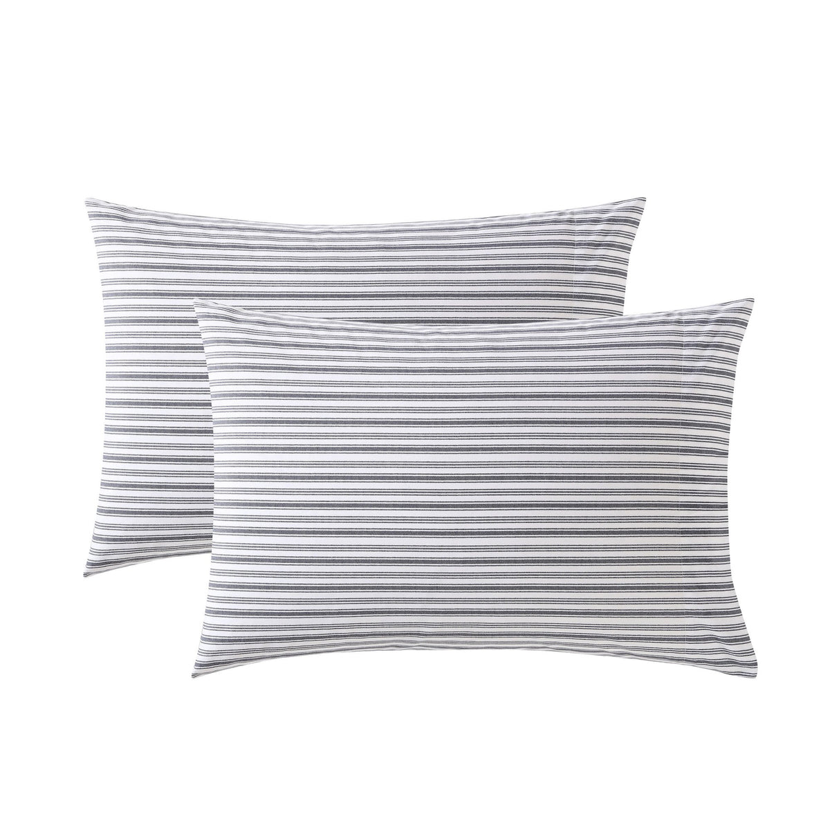 Nautica Coleridge Striped Charcoal Standard Sham Pillowcase Grey Heather