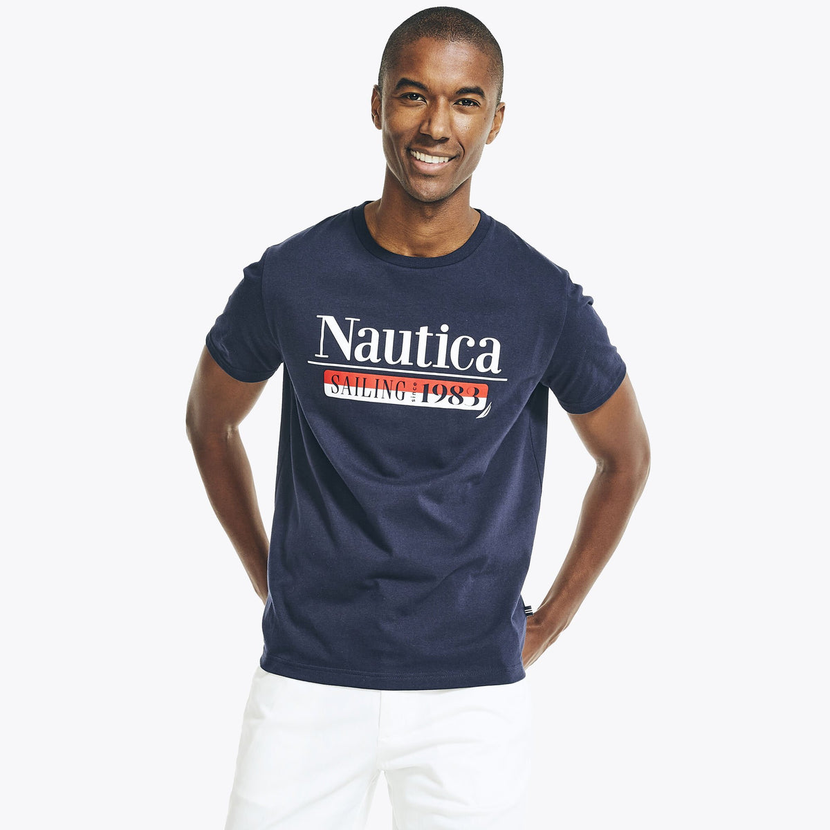 Nautica Men's Sustainably Crafted Graphic T-Shirt Navy