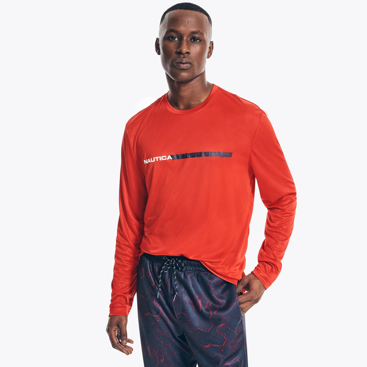 Nautica Men's Competition Sustainably Crafted Long-Sleeve T-Shirt Tomales Red