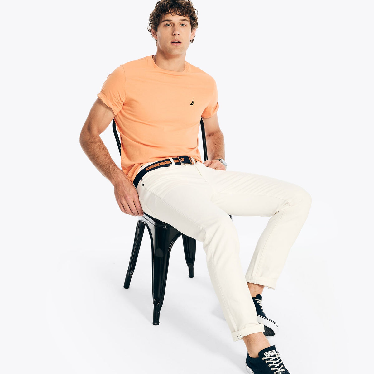 Nautica Men's Solid Crewneck T-Shirt Barely Pink