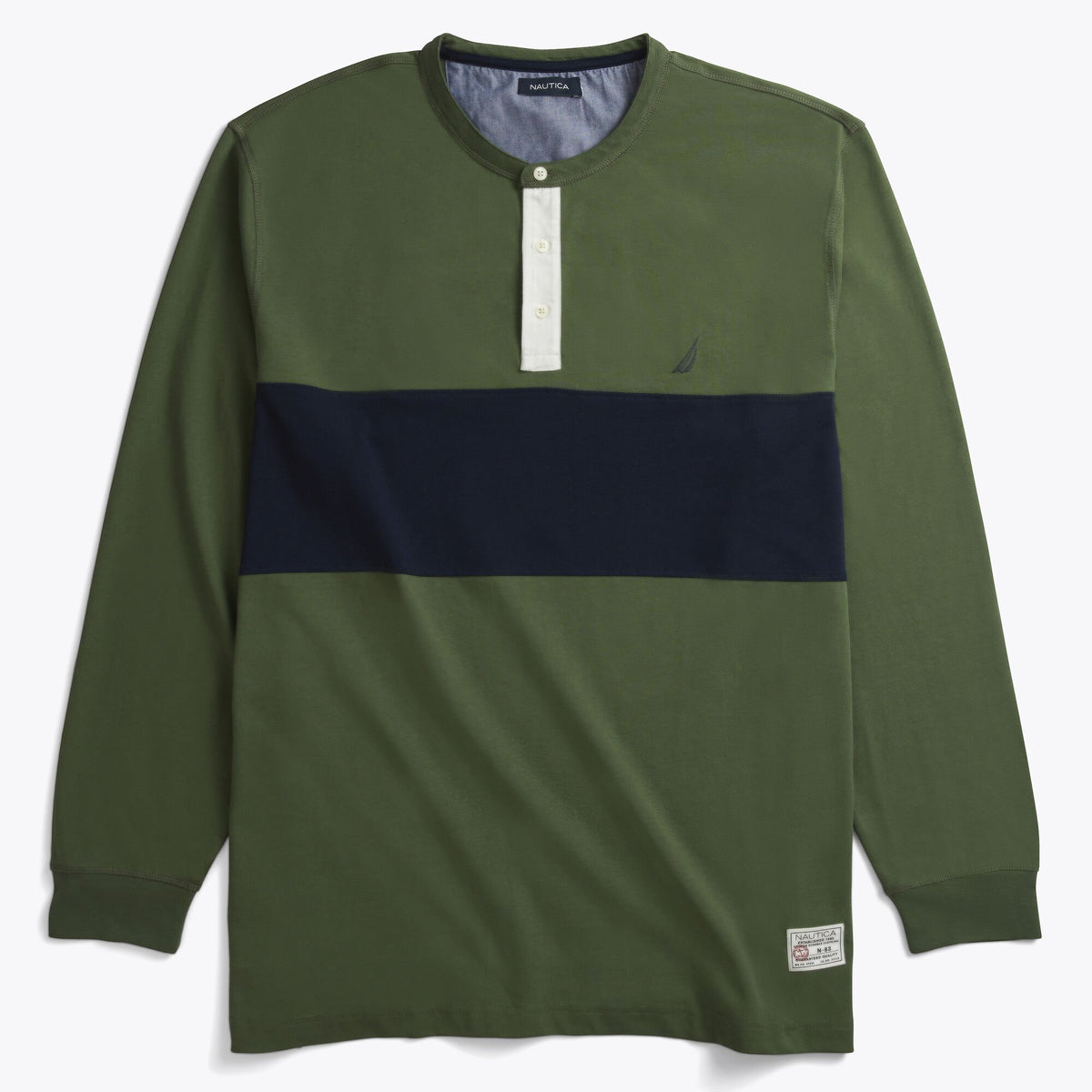 Nautica Men's Big & Tall Colorblock Henley Pineforest