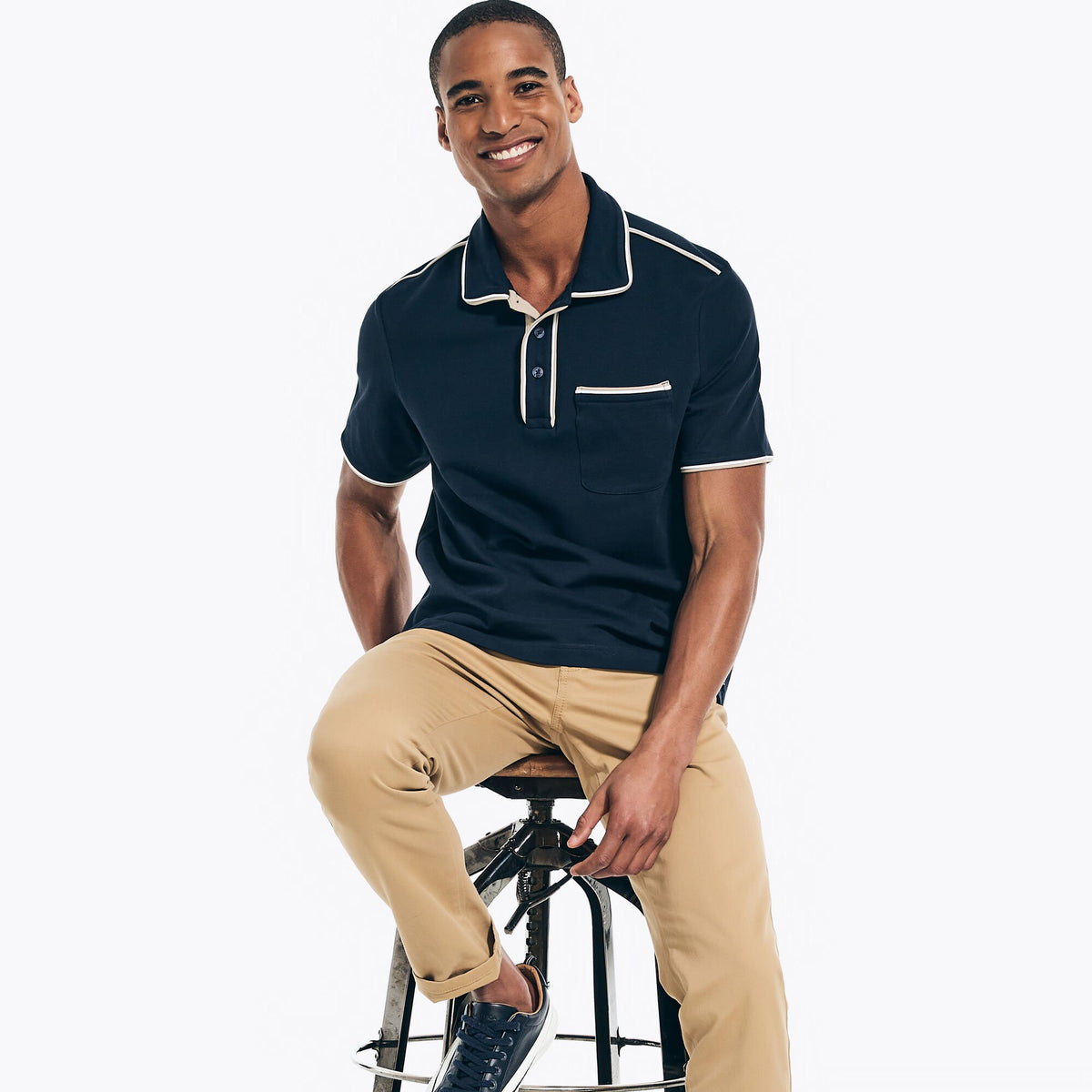 Nautica Men's Big & Tall Sustainably Crafted Classic Fit Polo Navy